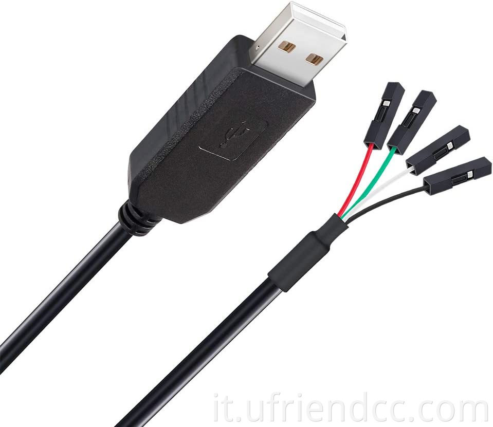 Cavo Adattatore Serial da USB a TTL 3,3 V Cavo TX RX SEGNALE 4 PIN 0,1 pollici Presa femminile PL2303 Chip prolifico W10 8 7 XP